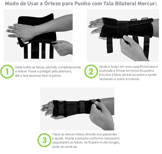 Modo de Usar órtese para punho com tala bilateral